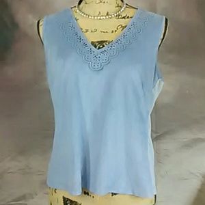 New York & Company Blue Faux Suede Sleeveless Top